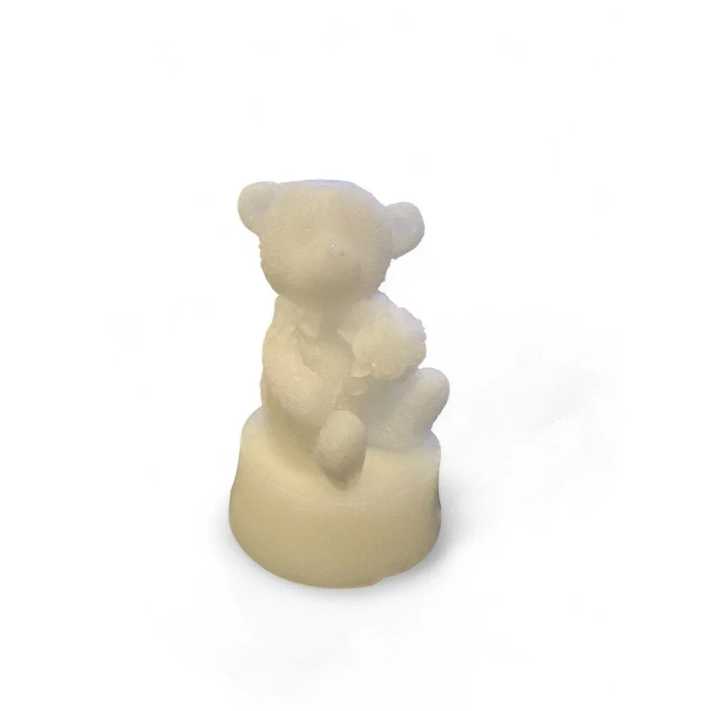 White Teddy Bear Shaped Candle for Baby Shower Freesia Scented Single Wick